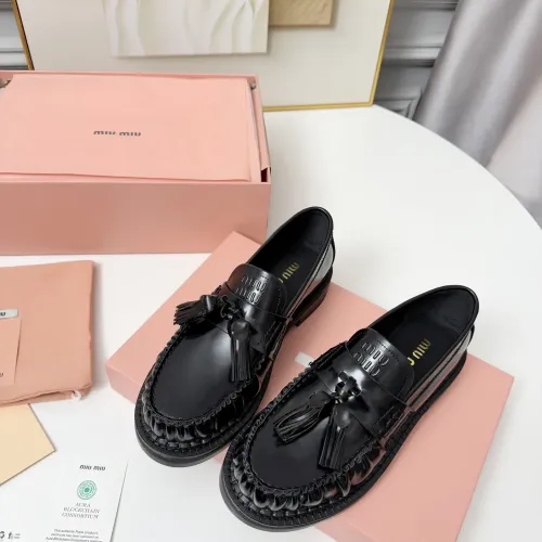 Cheap MIU MIU Leather Shoes For Women #1431851 Replica Wholesale [$108.00 USD] [ITEM#1431851] on Replica MIU MIU Leather Shoes