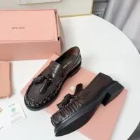 Cheap MIU MIU Leather Shoes For Women #1431850 Replica Wholesale [$108.00 USD] [ITEM#1431850] on Replica MIU MIU Leather Shoes
